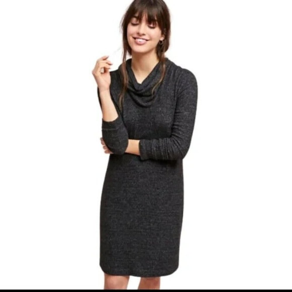 Saturday Sunday‎ Anthropologie $128 Mixed Media Gray Turtleneck Dress Medium